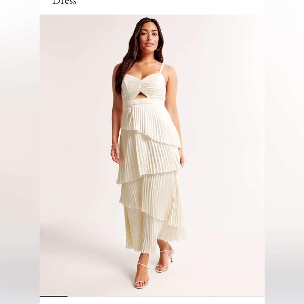 Ivory Pleated Tiered Maxi Dress
